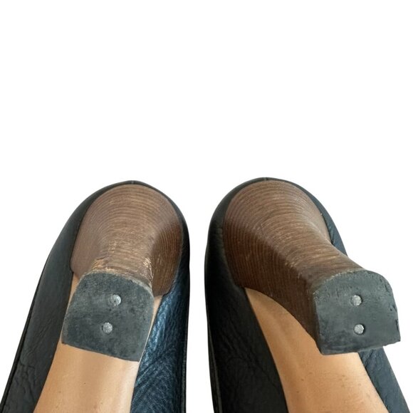 Chloe Leather Round Toe Pumps High Heels Wooden Black Size 38 7.5 Women's - Picture 9 of 14